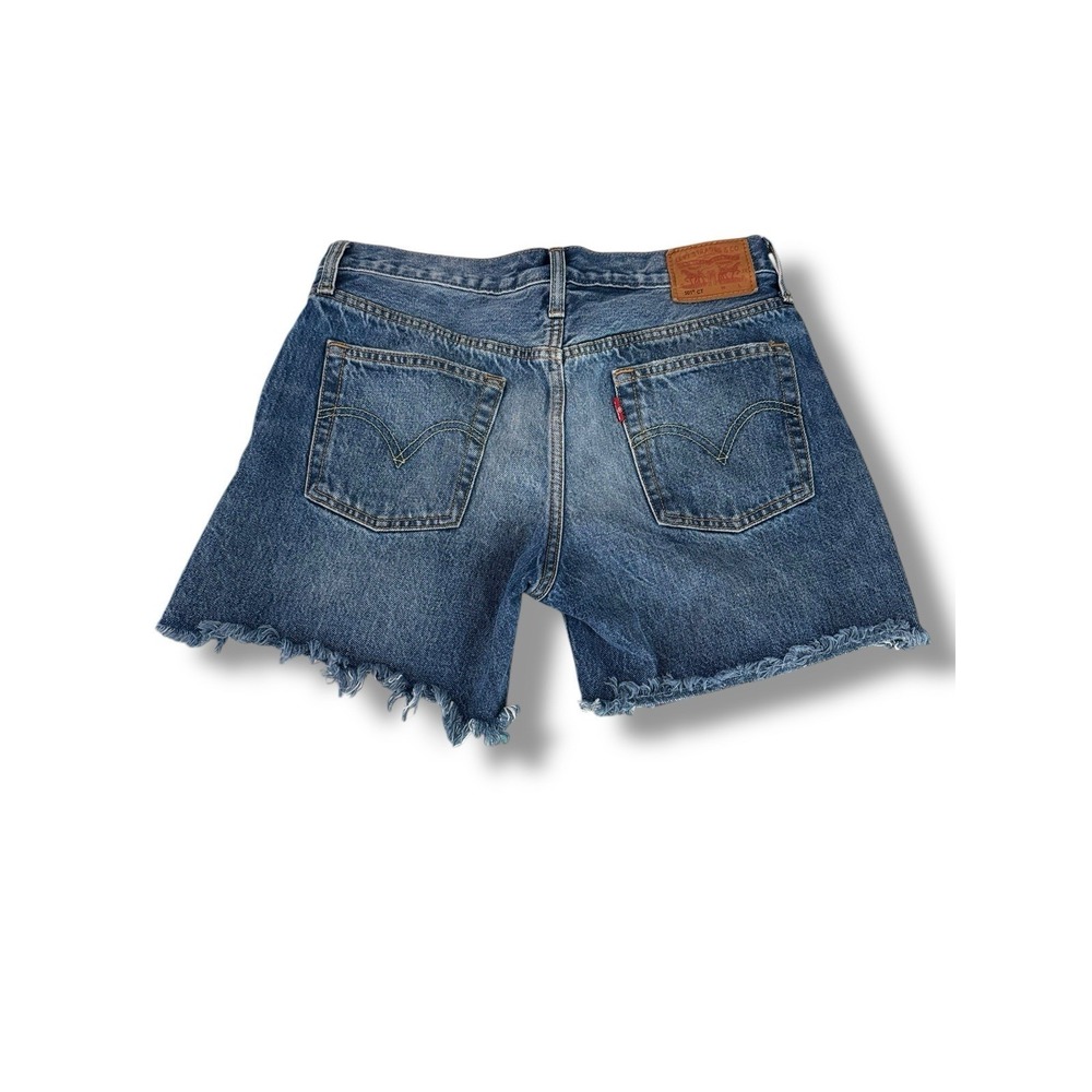 Levi's 501 CT Women's 26 Blue Denim Jean Shorts‎ Frayed Hem Casual Distressed - Picture 2 of 11